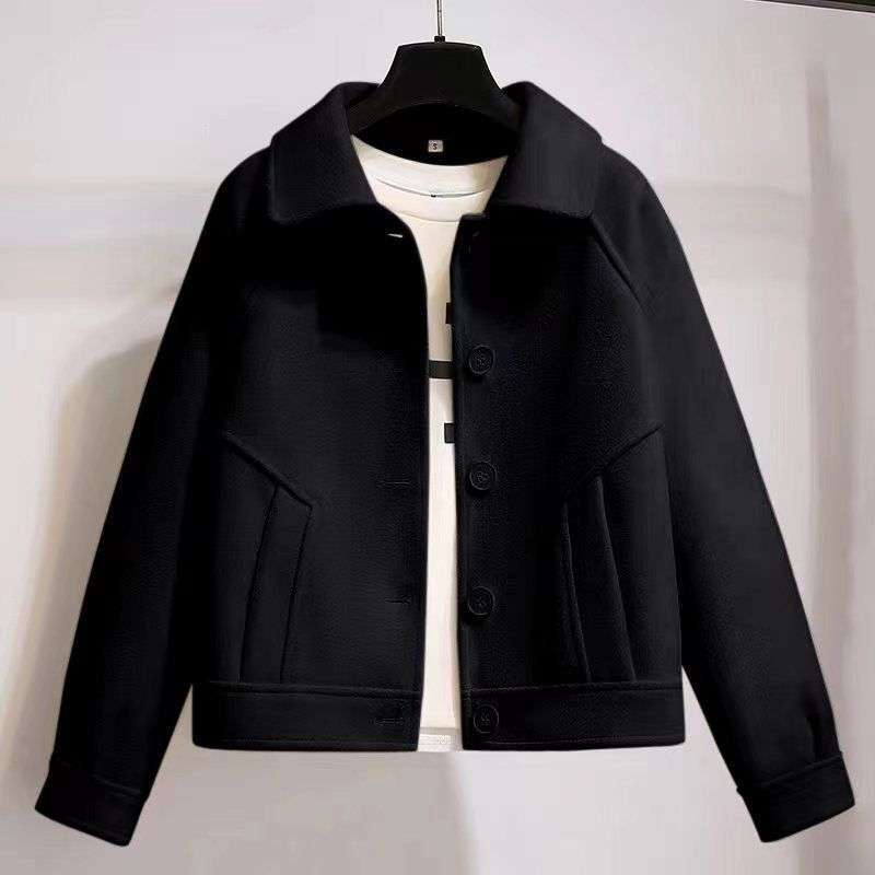 Manteau en laine court loose rétro pour femmes
