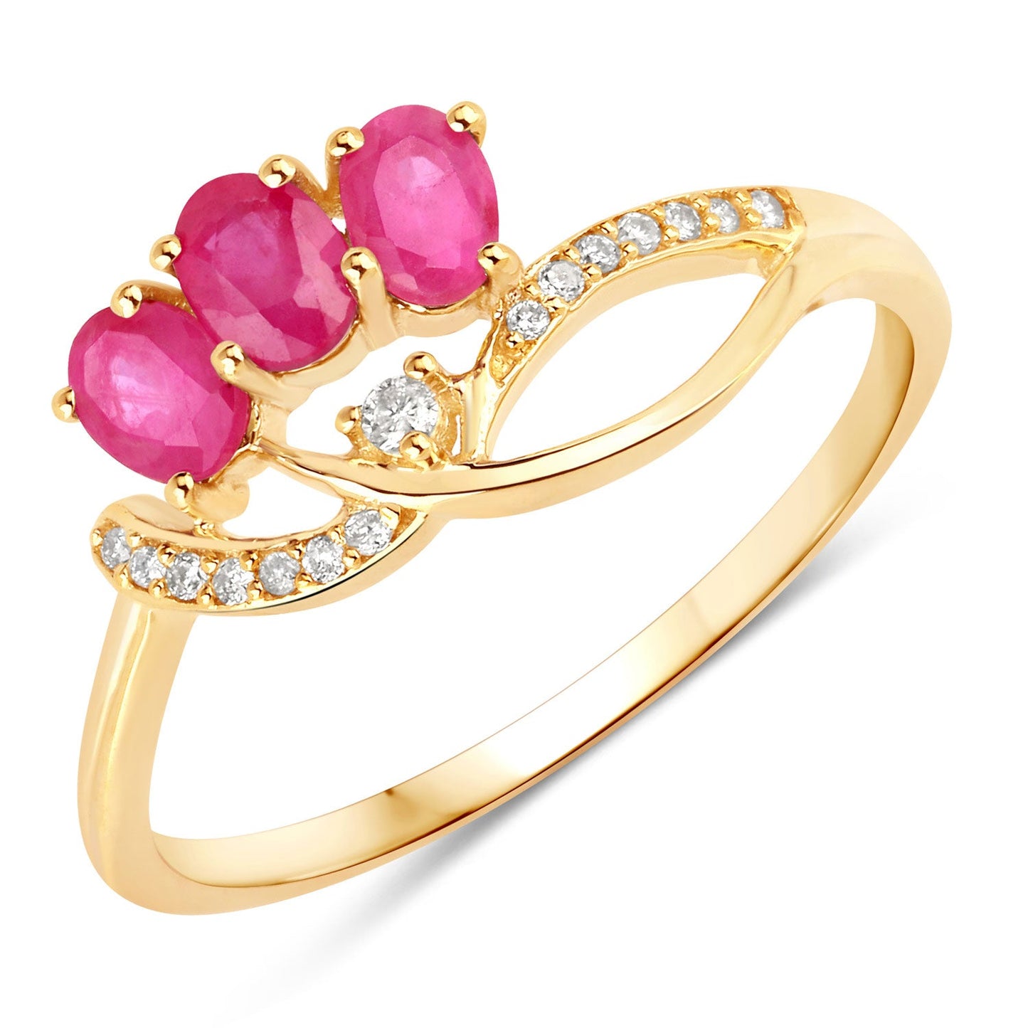 0.71 Carat Ruby and Diamond 14K Yellow Gold Engagement Ring