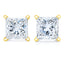 Boucles d'oreilles en diamant solitaire taille princesse en or jaune 14K