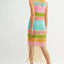 Vestido de ganchillo de múltiples colores con flecos para mujeres