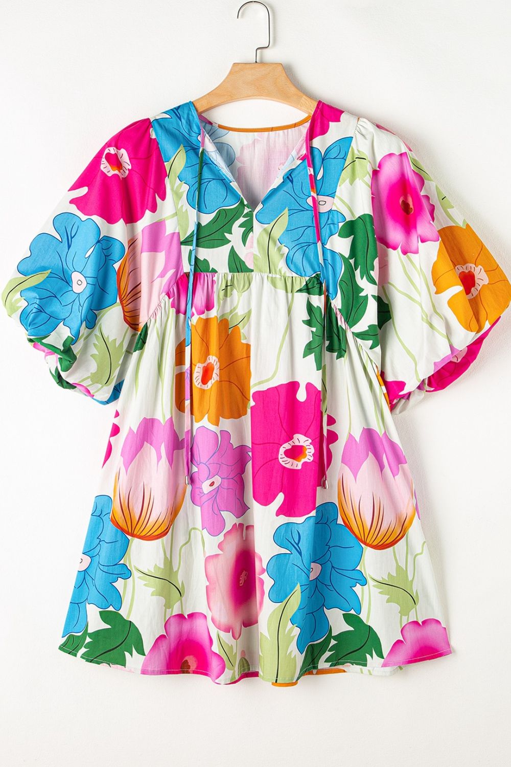 Chic Floral Tie Neck Dress - Elegant & Versatile for Every Occasion - Korvel