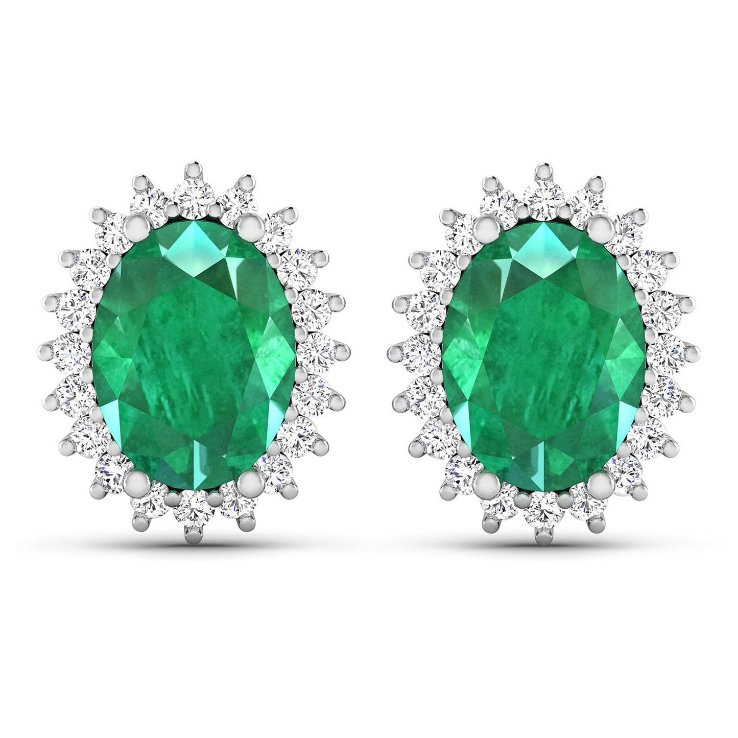 Pendientes de Esmeralda Zambiana y Diamantes Blancos de 2.66 Quilates