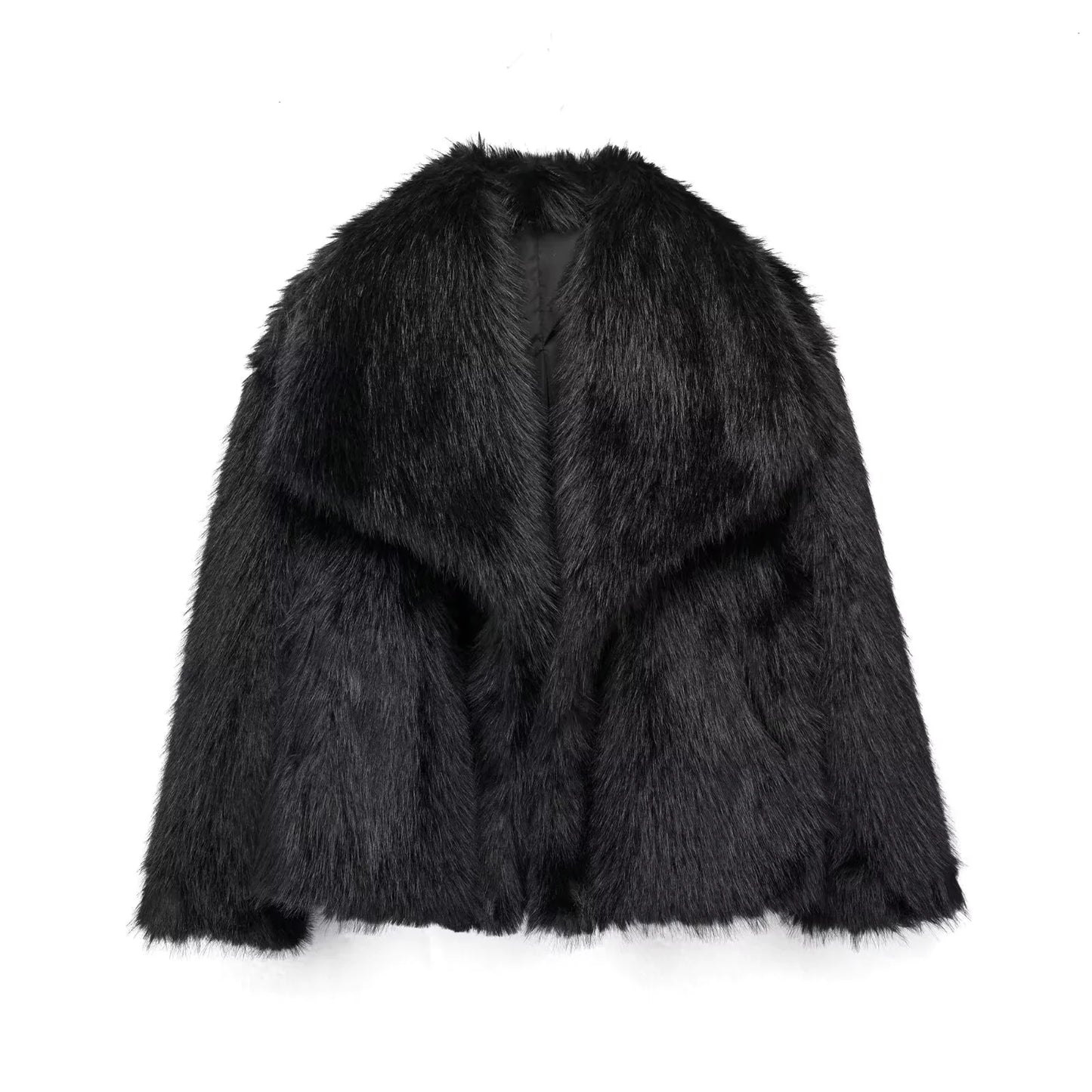 Abrigo de piel sintética de zorro de lujo para mujer para otoño e invierno