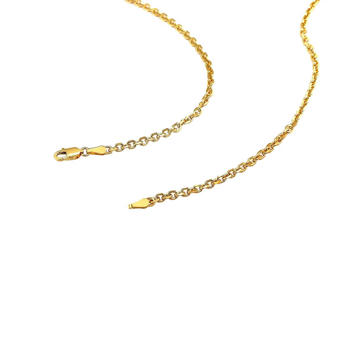 Chaîne en or jaune 14k avec maillons en câble et finition diamantée - 2,6 mm