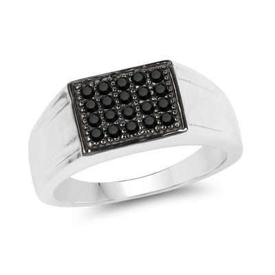 0.30 Carat Genuine Black Diamond Sterling Silver Engagement Ring