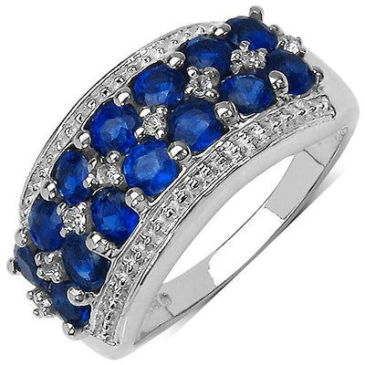 Bague de fiançailles en argent sterling avec Kyanite de 2,00 carats et Topaze blanche