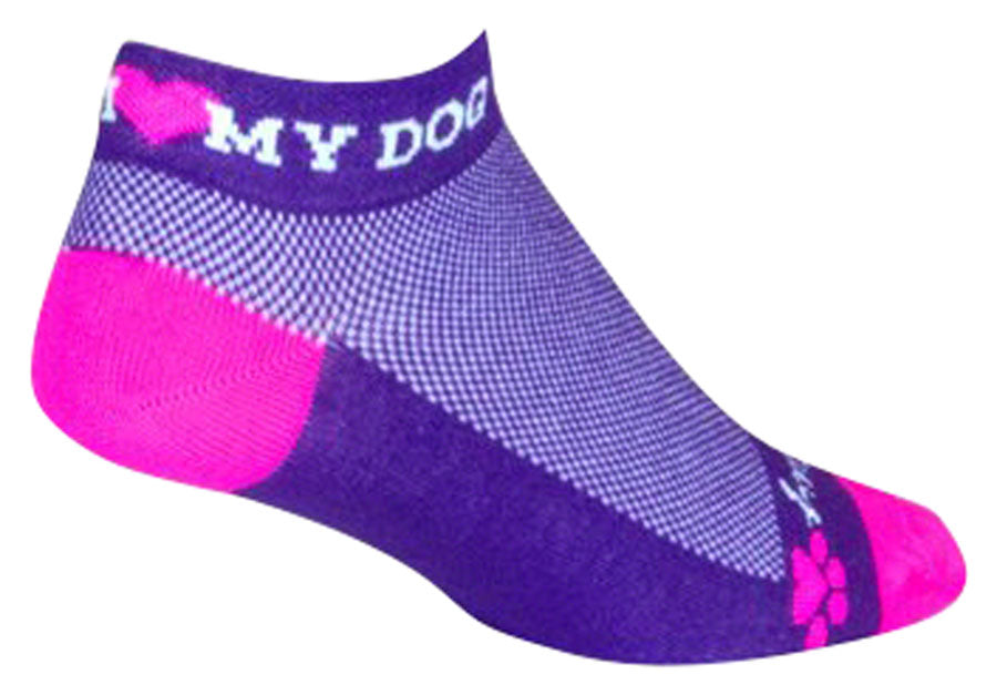 SockGuy Classic I Heart My Dog Socks - Purple Small/Medium