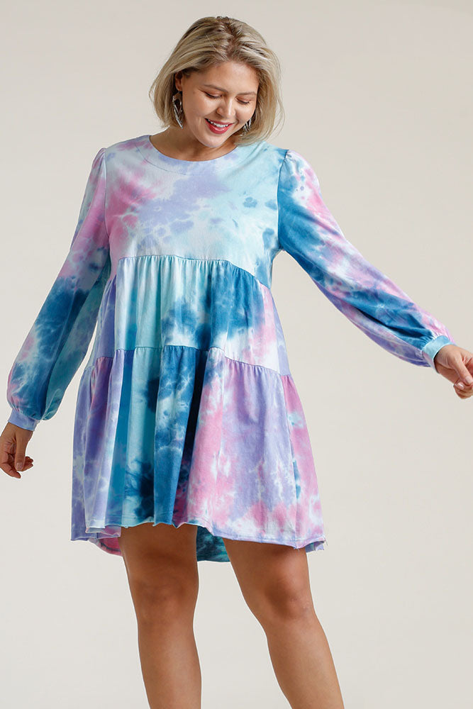 Colorful Plus Size Boho Chic Long Sleeve Dress