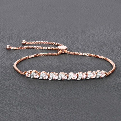 0.89 Carat Morganite & White Topaz Sterling Silver Bracelet