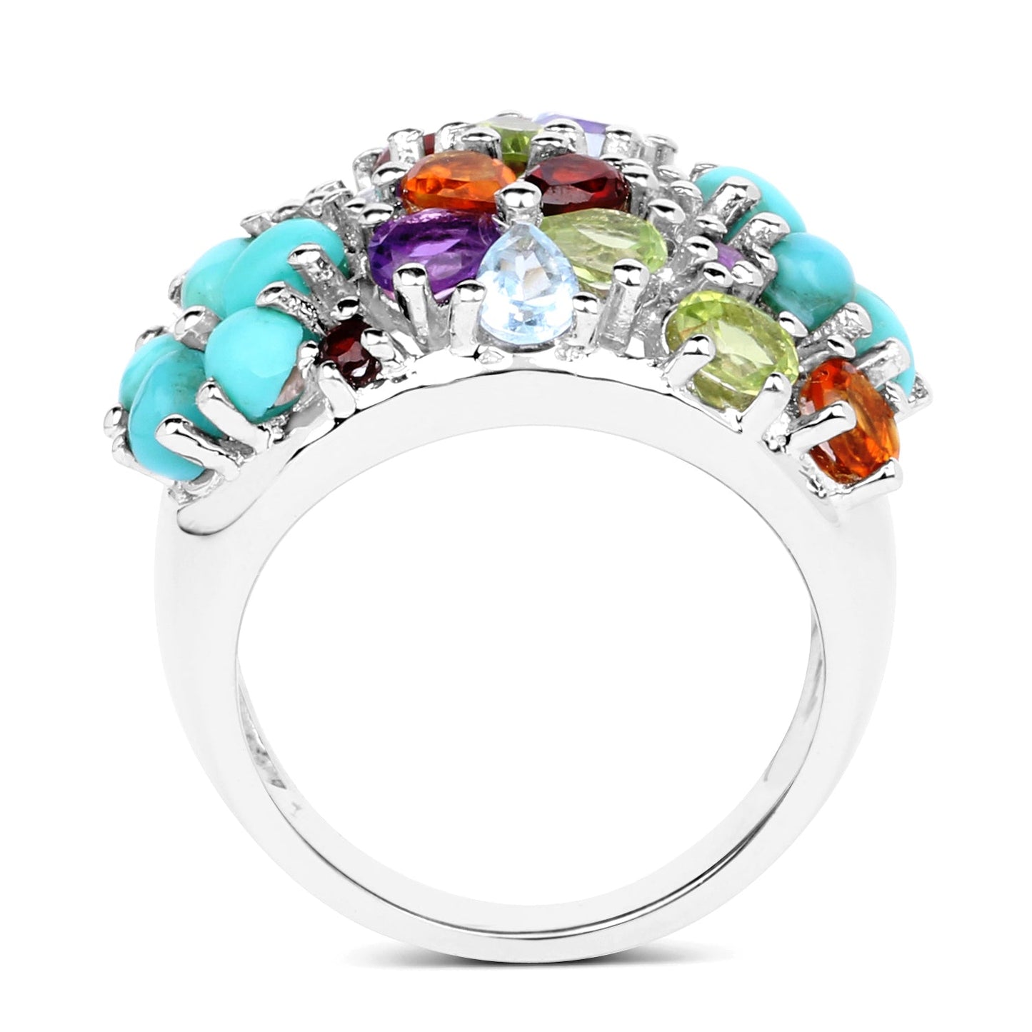Bague de fiançailles en argent sterling .925 avec plusieurs pierres de 4,03 carats