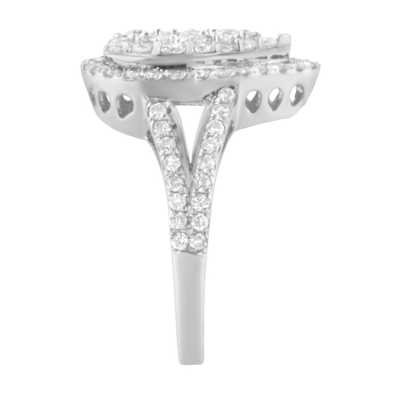 Anillo de Clúster de Diamantes de Plata Esterlina .925 - Talla 6