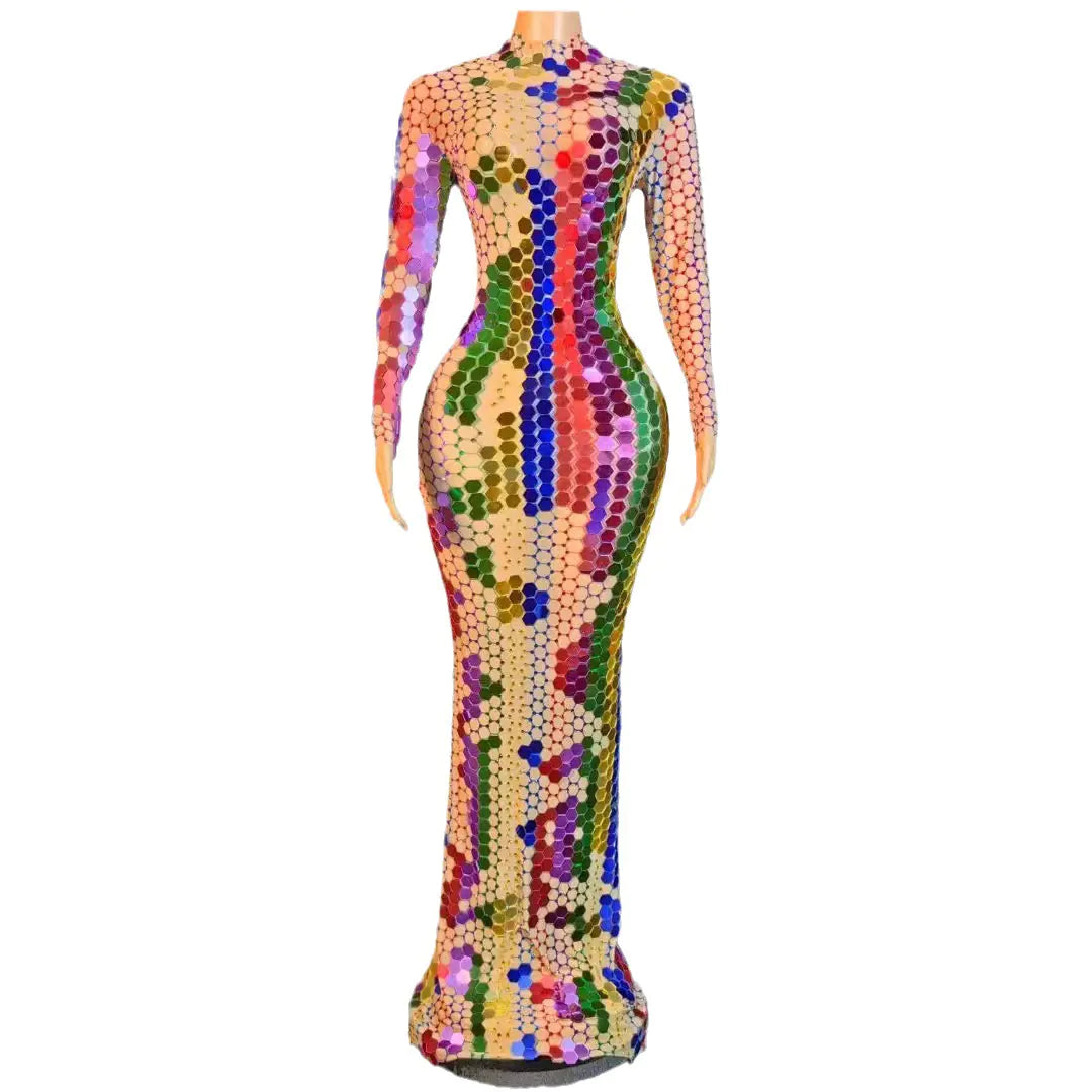 Robe longue en gaze à sequins pour femmes pour les occasions spéciales