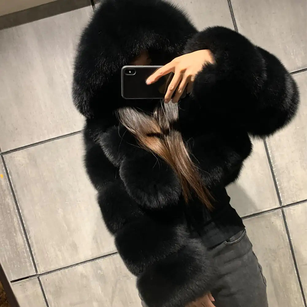 Luxe Faux Fur Cropped Coat for Women