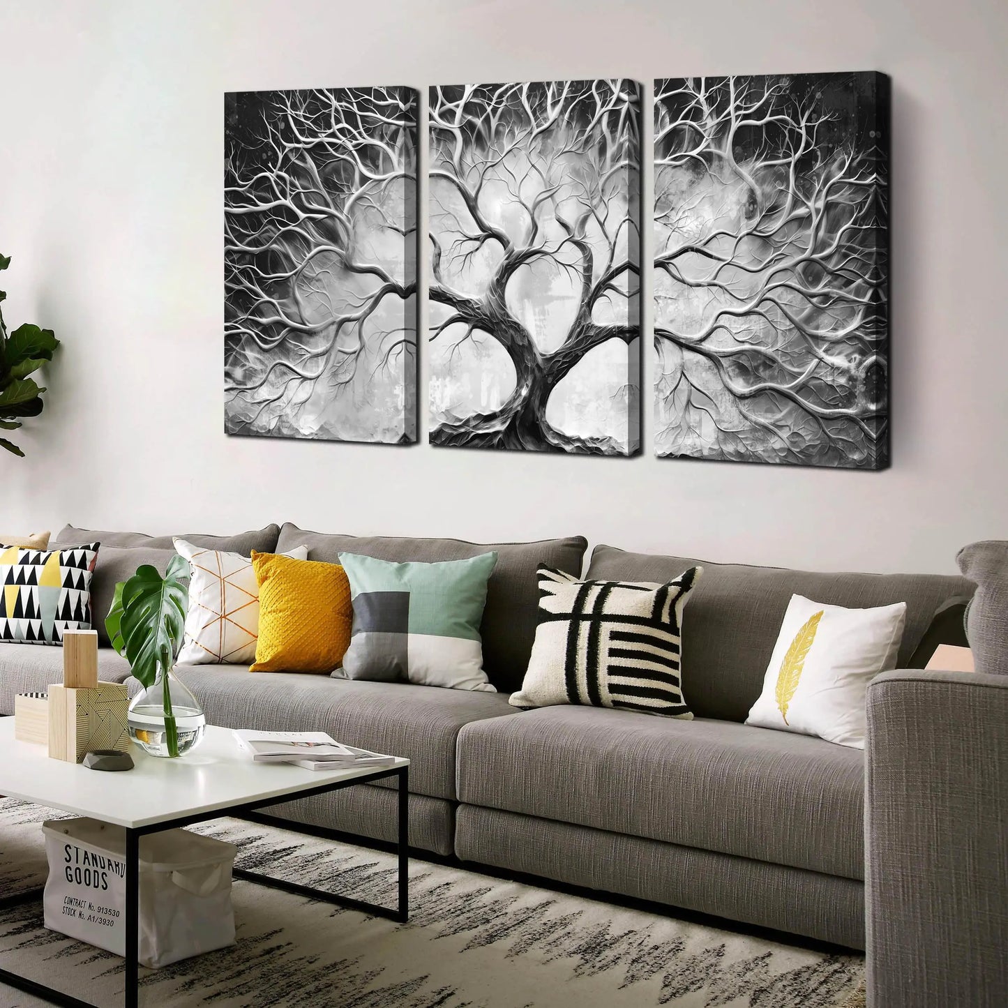 CIRABKY Black and White Tree Canvas Wall Art - 3 Piece Set