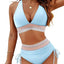 Color Block Drawstring Bikini Set