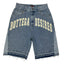 Unisex Retro Letter Embroidered Denim Shorts