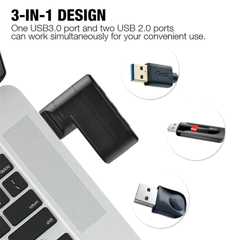 Répartiteur Multi HUB USB 3.0 à 3 Ports Haute Vitesse pour Bureau et Ordinateur Portable