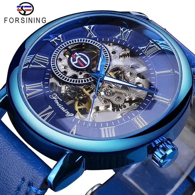 Men's Luxury Mechanical Watch with Leather Band