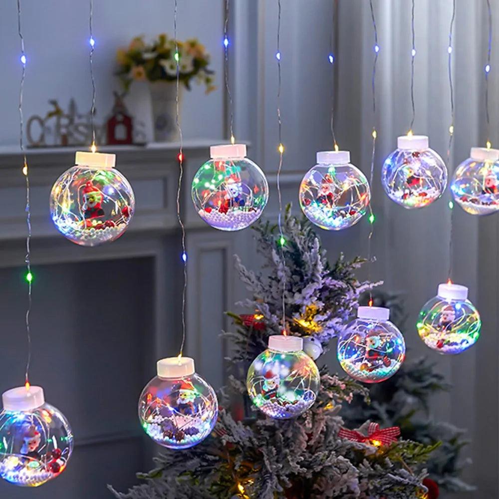 Santa Claus Curtain String Lights