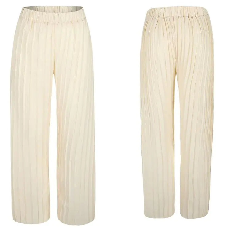 Pantalons décontractés amples avec détails froissés pour l'été