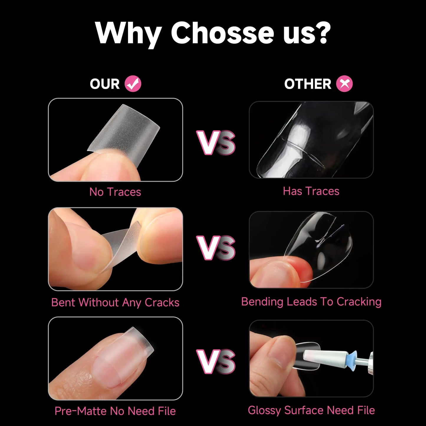 UNA GELLA Uñas Postizas Cortas en Forma de Coffin - 504 Pcs Tips de Uñas Mate