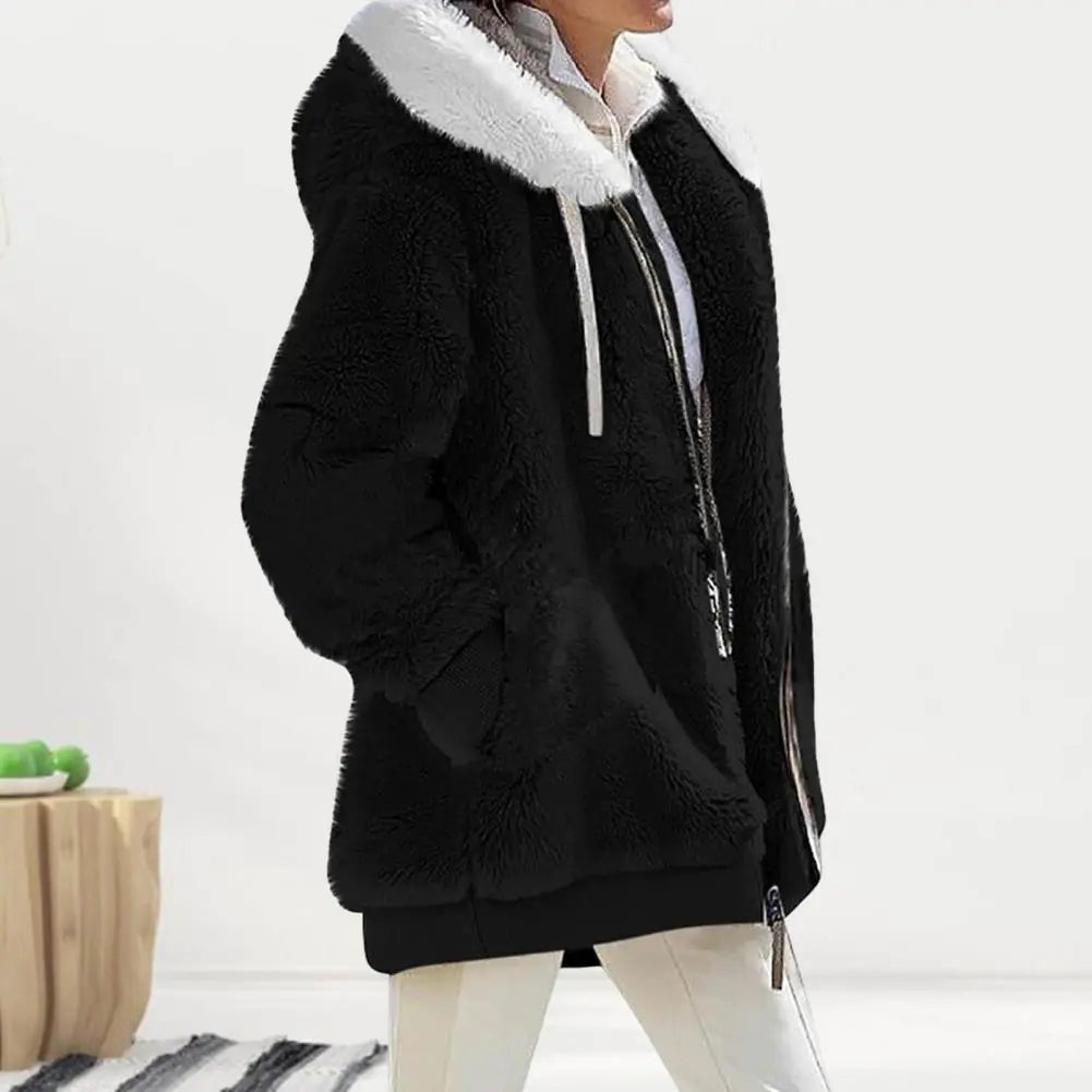 Manteau Zippé en Peluche pour Femmes - Grande Taille, Chaud et Doux