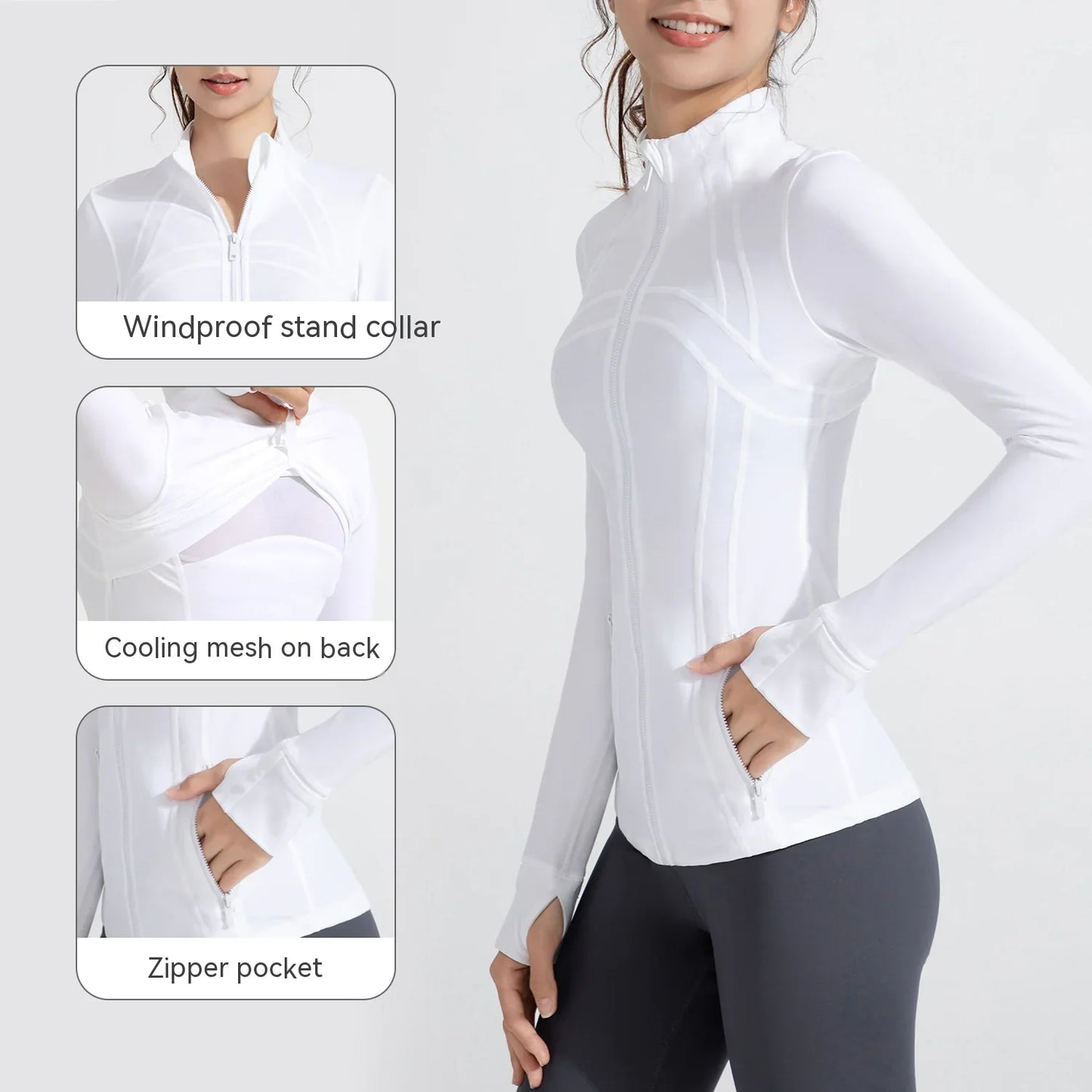Veste de course sportive à col montant pour femmes