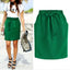 Falda de Cintura Elástica de Algodón para Mujer con Lazo - Estilo Midi Lápiz (Verde)