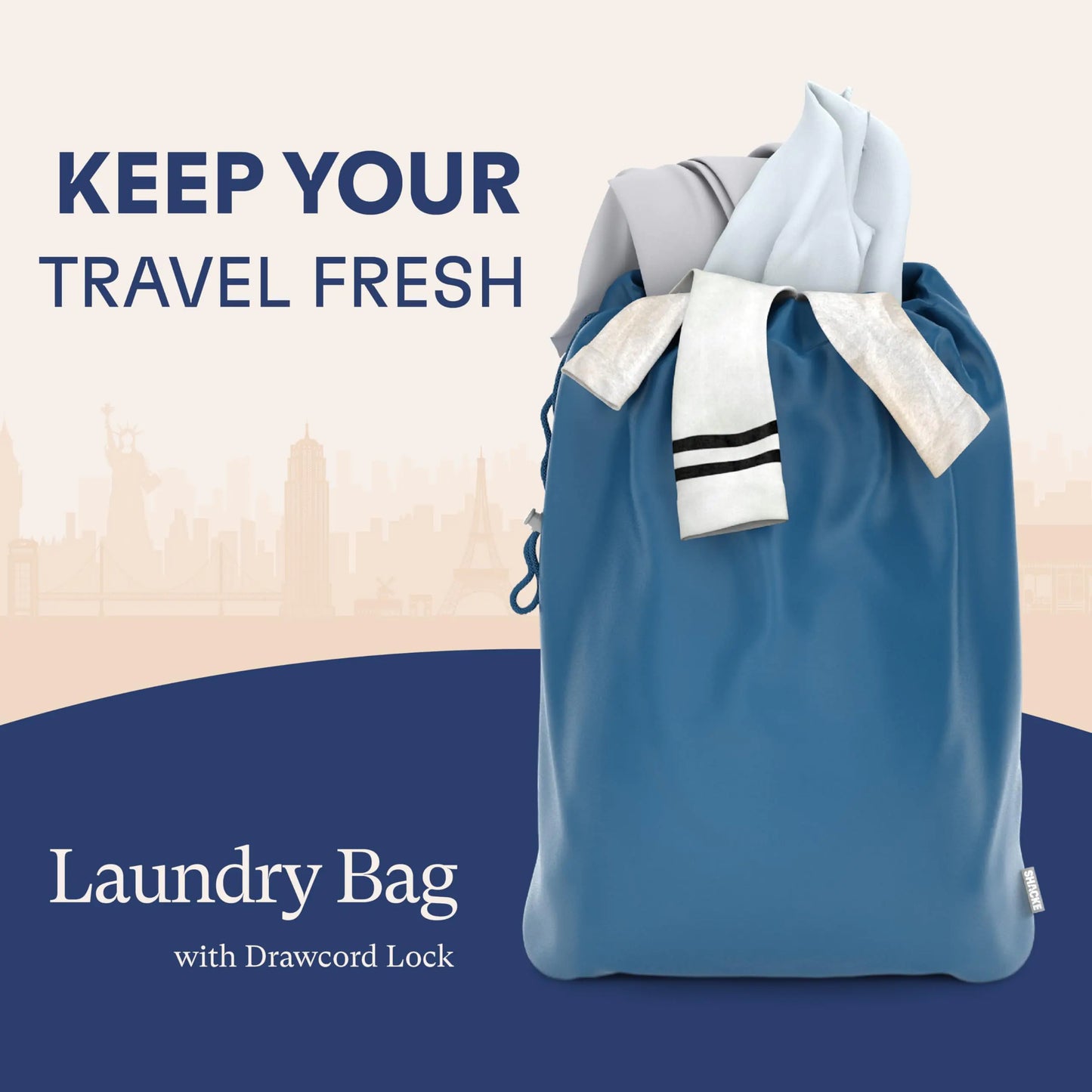 5 Set Packing Cubes - Travel Organizers with Laundry Bag - Navy Blue
