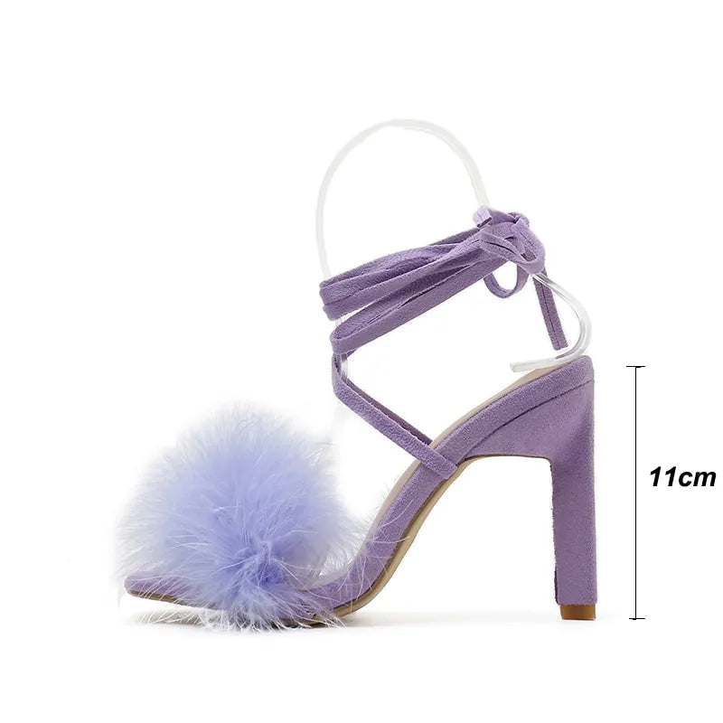 Feather Women High Heels - Elegant and Chic Footwear