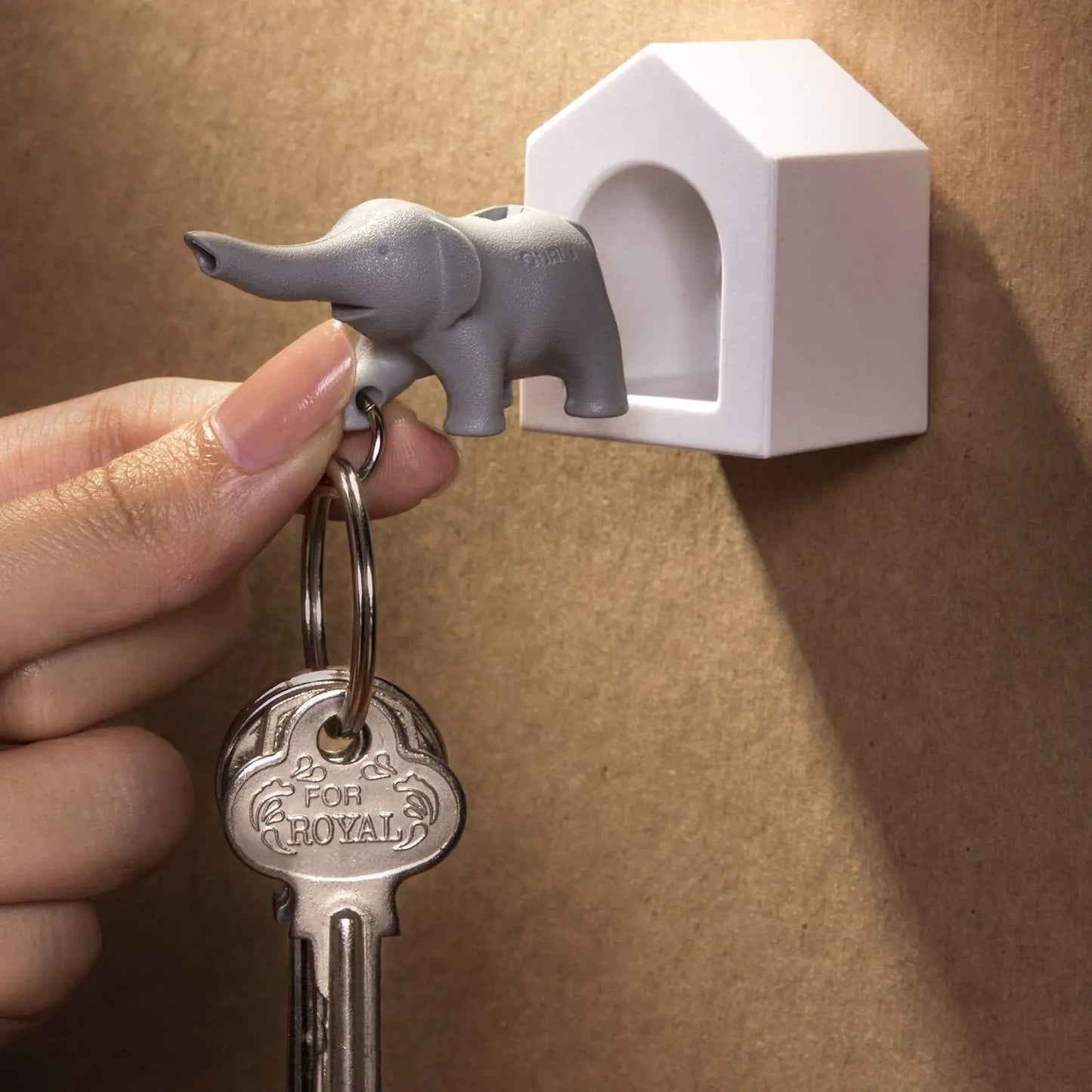 Porte-clés sifflet gris éléphant et support de clés