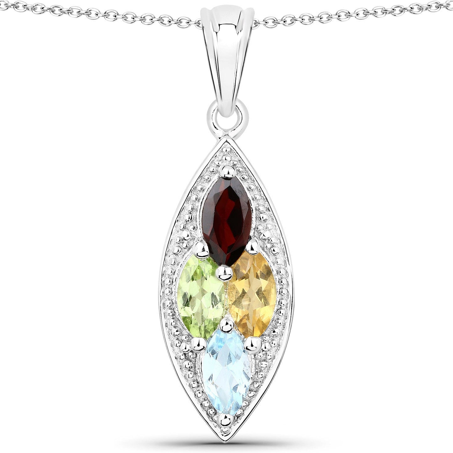 2.35 Carat Multi-Stone .925 Sterling Silver Pendant