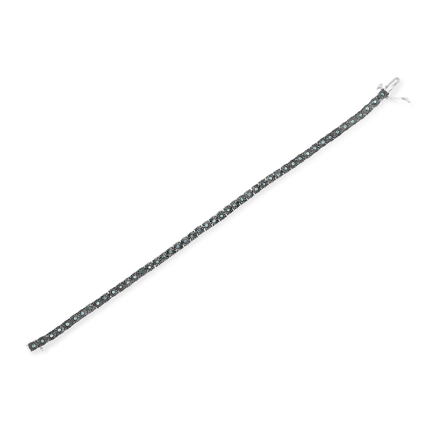 Bracelet de tennis en argent sterling .925 plaqué rhodium noir avec diamants - 7"