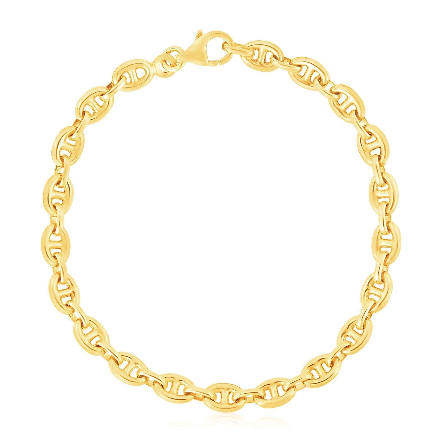 Pulsera de eslabones marineros de oro amarillo de 14k con alto pulido