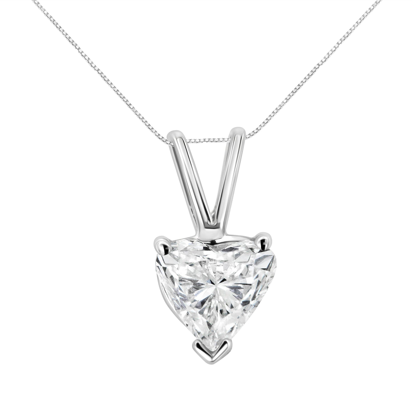 Collar de Pendant de Diamante Creado en Laboratorio en Forma de Corazón de Oro Blanco de 14K