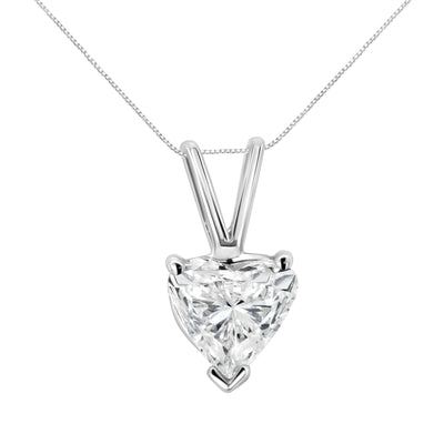 Pendentif en diamant lab grown en forme de cœur en or blanc 14K