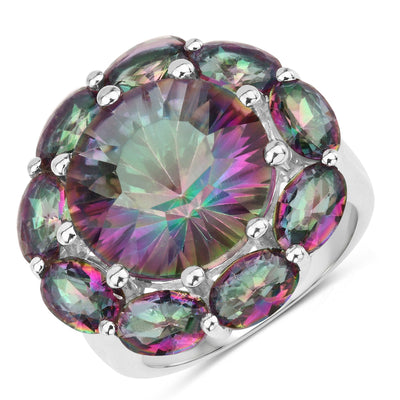 11.45 Carat Genuine Rainbow Quartz Sterling Silver Ring