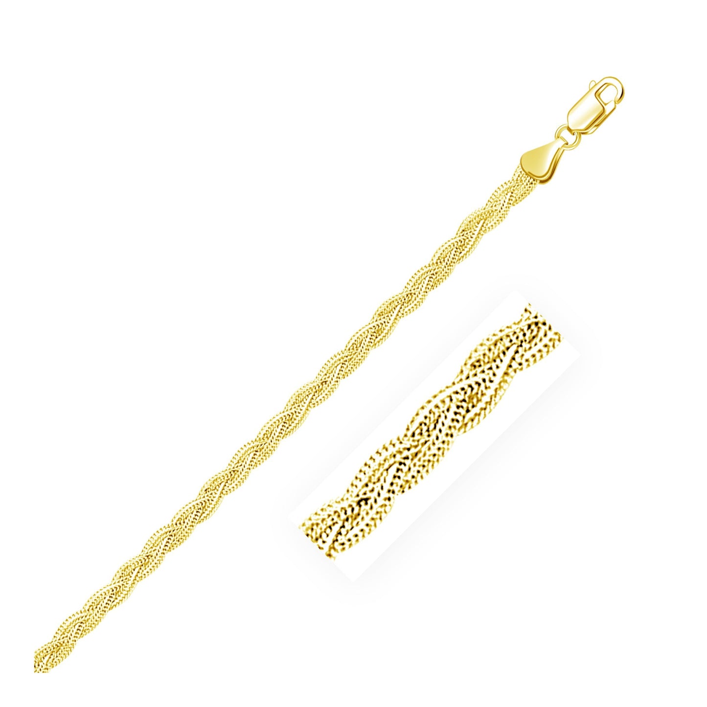 14k Yellow Gold Braided Chain Necklace - 3.5mm