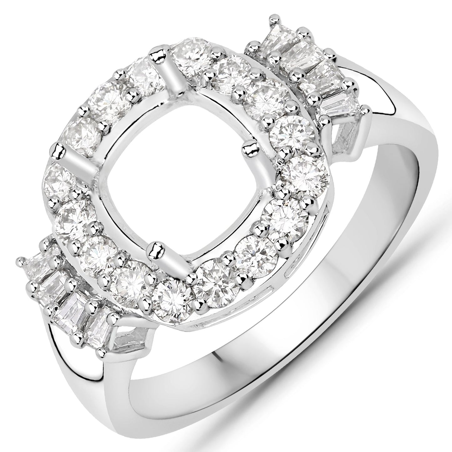 0.73 Carat White Diamond 14K White Gold Semi Mount Engagement Ring
