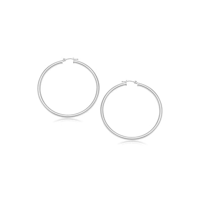 Aretes de aro pulidos de oro blanco de 14k (20 mm)