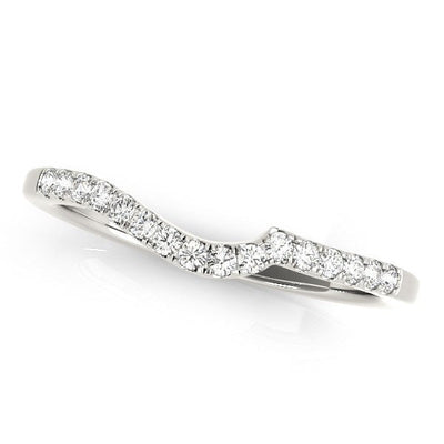 14k White Gold Curved Pave Diamond Wedding Ring