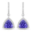 3.86 Carat Genuine Tanzanite and White Diamond Earrings in 14K White Gold