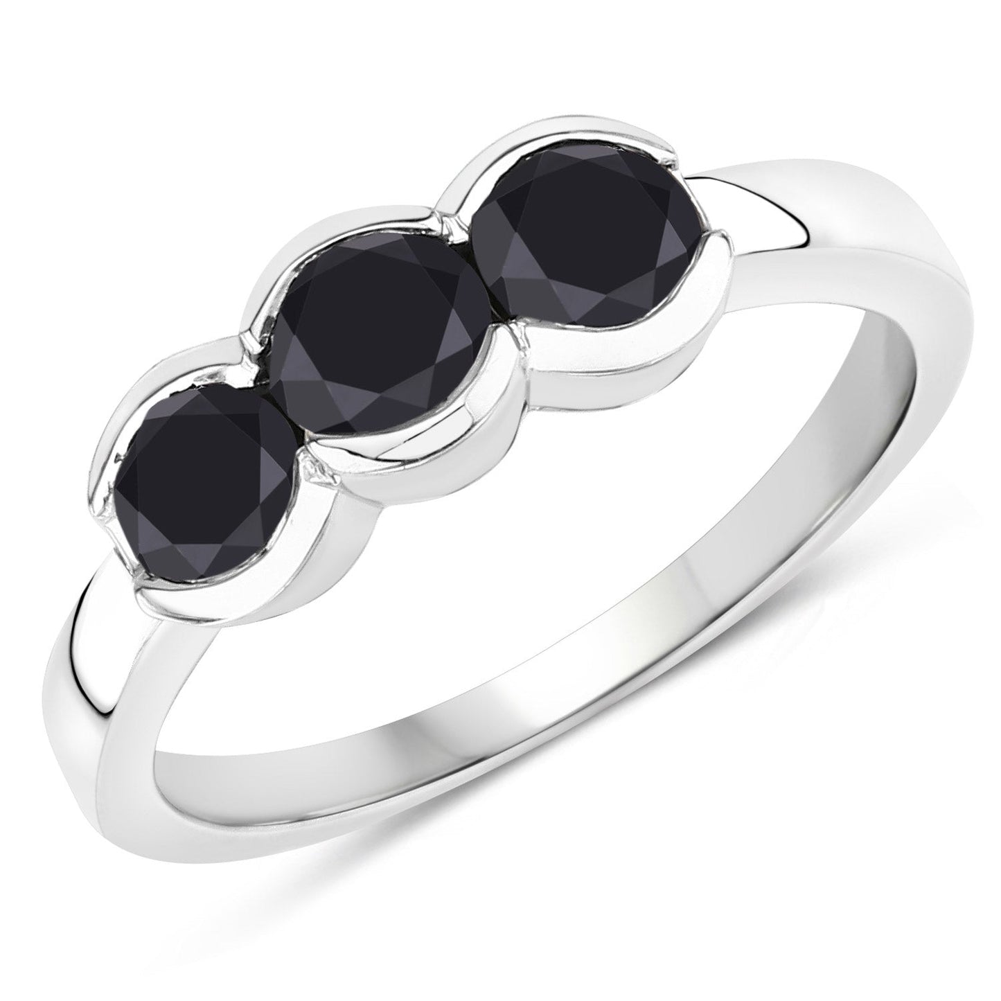 1.22 Carat Genuine Black Diamond Sterling Silver Engagement Ring