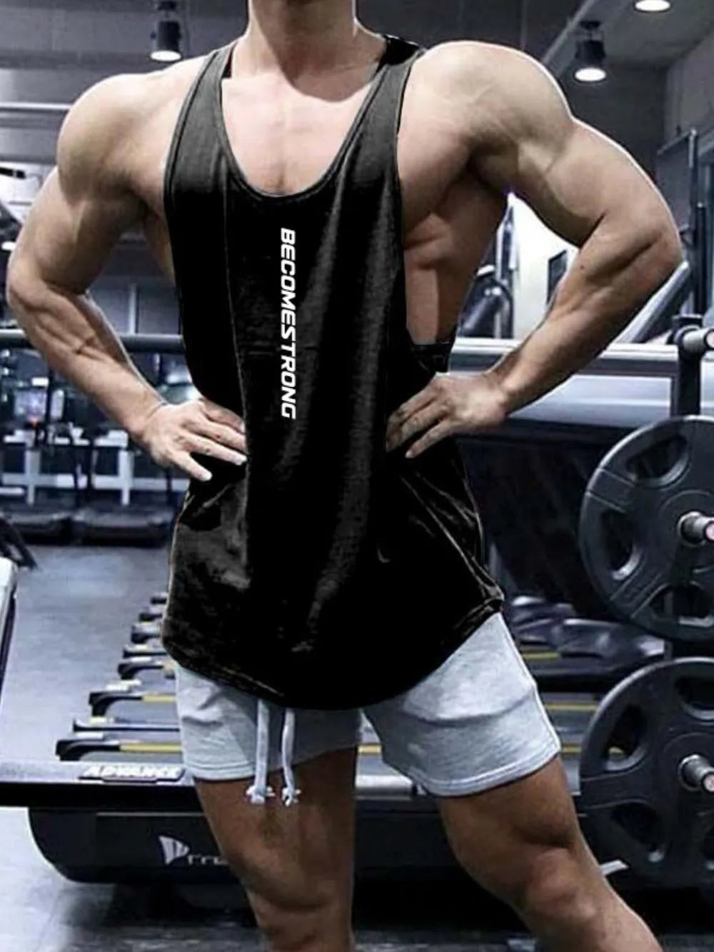 Camiseta sin mangas de cuello redondo para hombres en tallas grandes