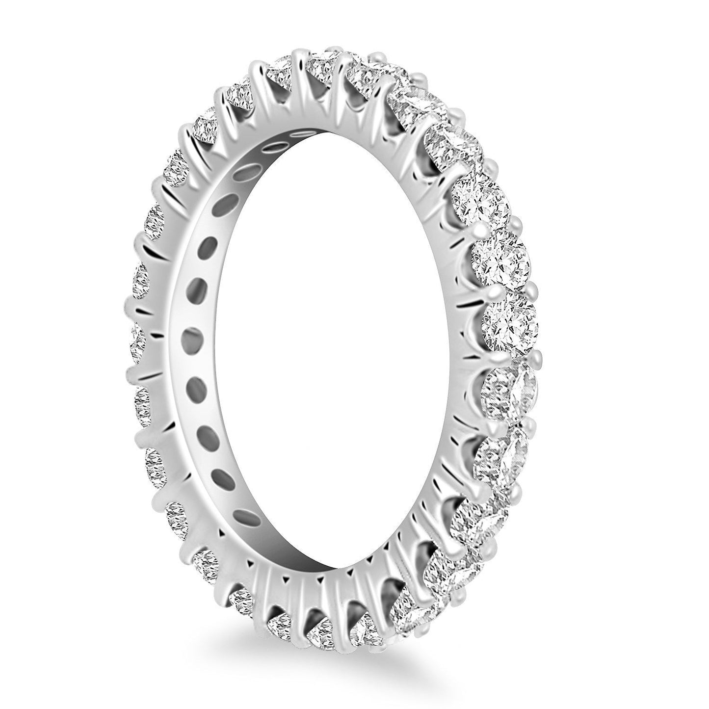 Anillo de Eternidad de Diamantes Redondos en Oro Blanco de 14k