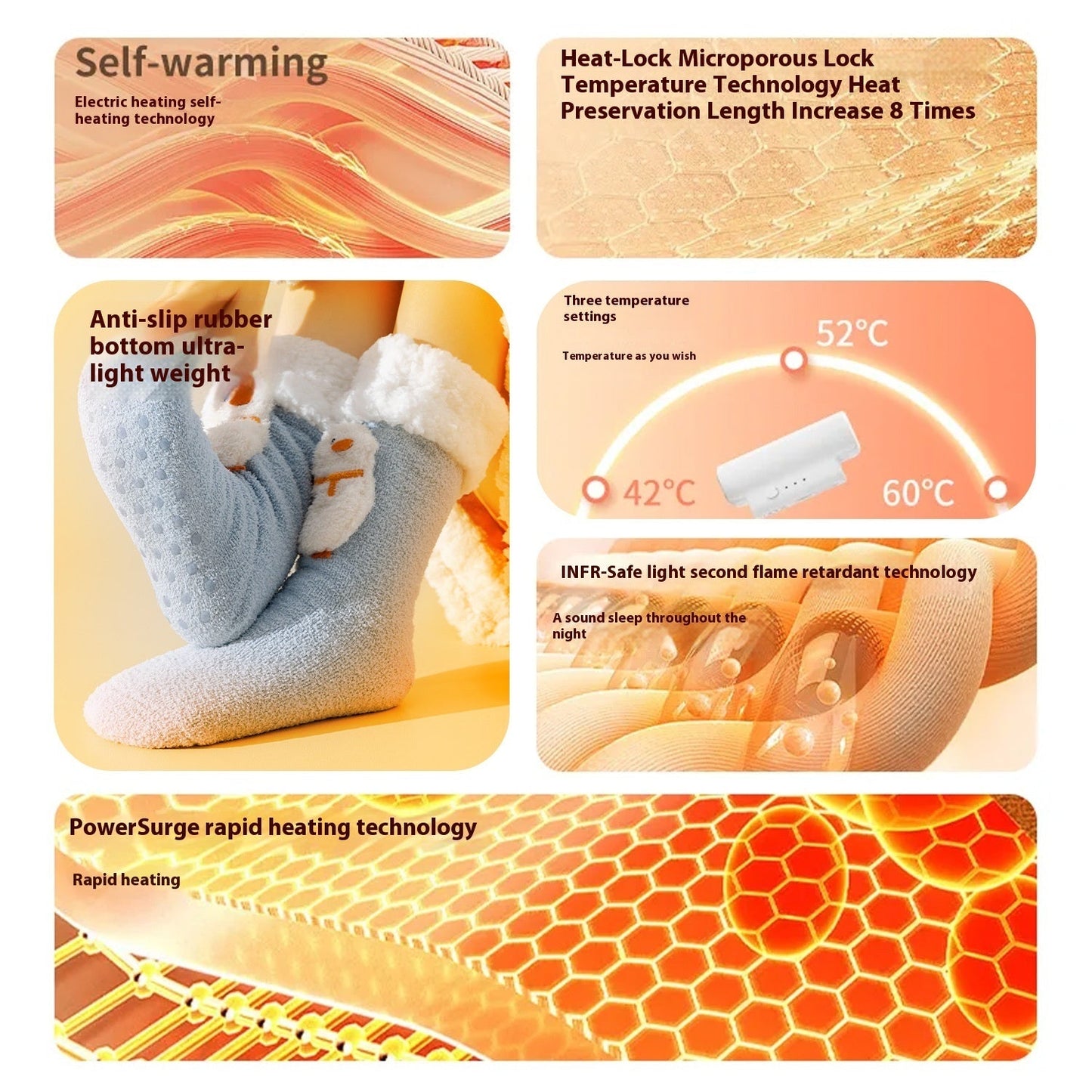 Electric Warm-Keeping Crew Socks for Winter Comfort