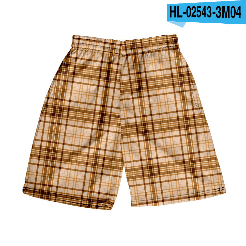 Men's Plaid Casual Beach Shorts