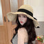 Sombrero de paja con cordones para mujer - Accesorio de playa plegable
