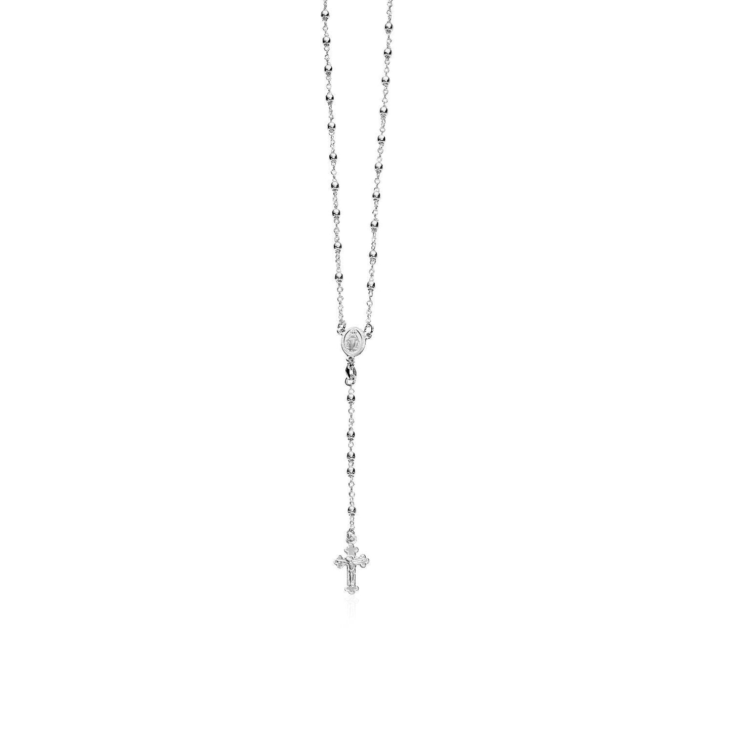 Elegant Sterling Silver Rosary Necklace with Fine Beads