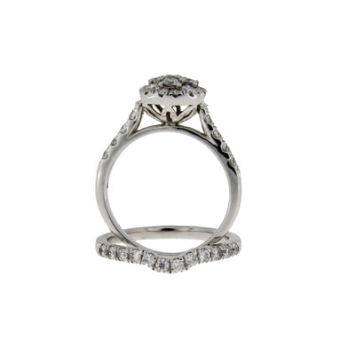 Conjunto de Anillo de Compromiso de Diamante de 1.30ct en Oro Blanco de 10KT